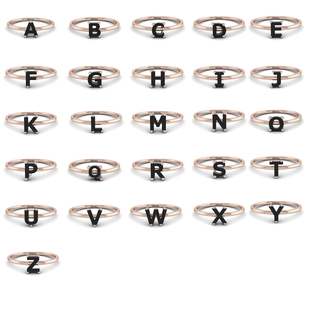 H Letter - Initial Rose Gold Diamond Ring